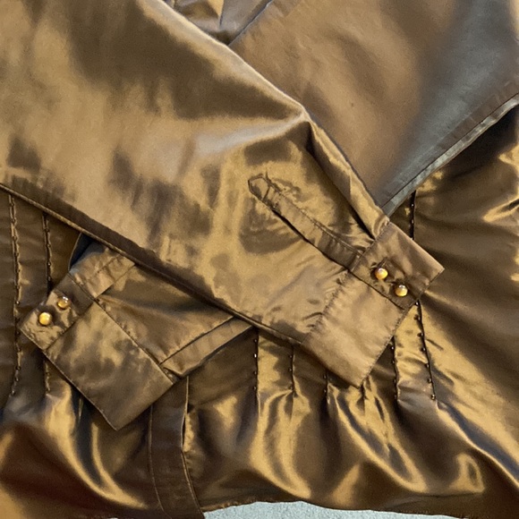 Coldwater Creek concealed buttoned down copper metallic 3/4 sleeves XL blouse - Picture 8 of 12